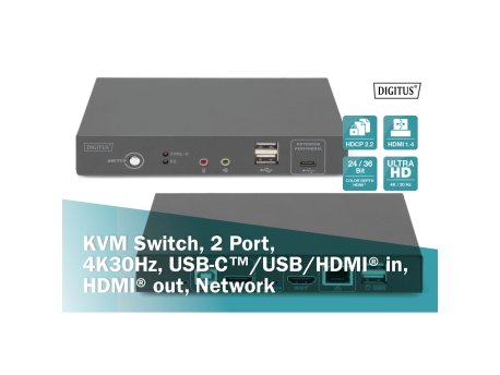 DIGITUS Tip C KVM 2 portni switch sa mrežnim pristupom