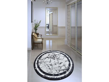 Conceptum Hypnose Marmor Okrugli Belo - Crni tepih 100 cm (882CHL2156)