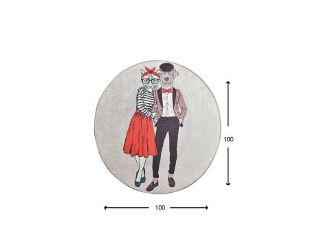 Conceptum Hypnose Best Couple Multicolor okrugli tepih sa printom 100 cm (882CHL1142)