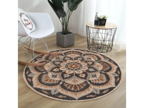 Conceptum Hypnose Woopamuk490 Okrugli tepih u braon boji sa printom (599HFT5104) 100 x 100