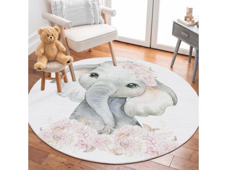 Conceptum Hypnose Woopamuk150 Beli okrugli tepih sa printom 100 x 100 (625HFT2747)
