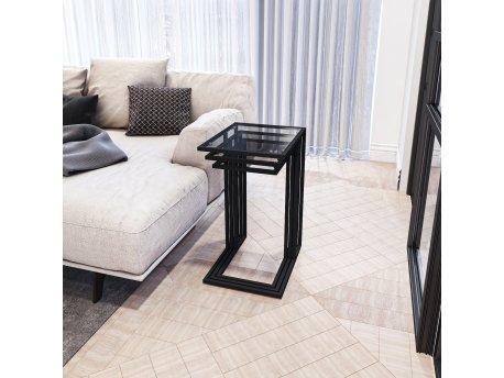 HANAH HOME Ibiza Black Smoked Glass set stolova