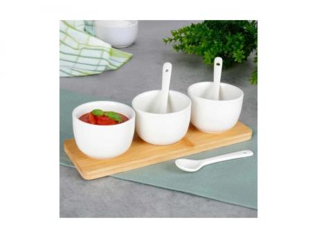 Vilde Set od tri cinije sa kasikama - Beli
