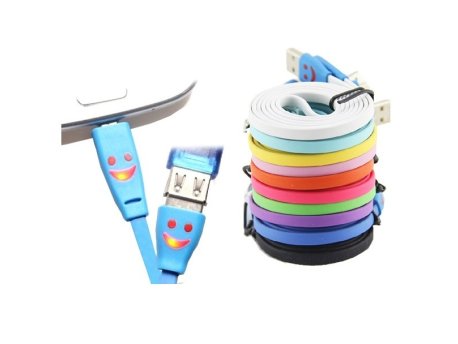 Xwave USB flat color kabl 1m, led smile Crna,Bela,Crvena,Plava,Zelena,Žuta,Naran.,Ljubič.,Pink,Roze