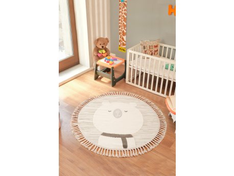 Conceptum Hypnose Okrugli sivi tepih sa printom Bercario Kids 9272 130 x130 (690CCL1208)