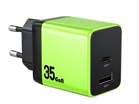 WEKOME WP-U36 Super brzi Strujni GaN Punjač, 2-porta USB (3.0 i 3.1 Tip C) 35W, zeleni