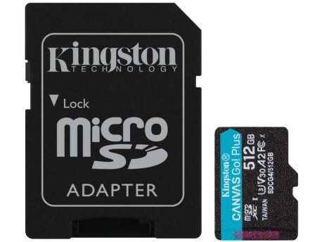 KINGSTON Memorijska kartica U3 V30 microSDXC 512GB Canvas Go Plus 200MB/s A2 + adapter SDCG4/512GB