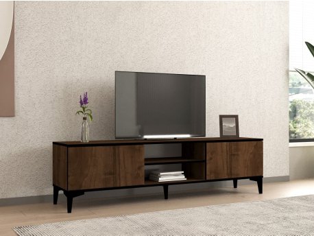 HANAH HOME TV polica Erem Walnut Black OUTLET