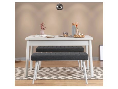 HANAH HOME Trpezarijski sto sa 2 klupe Costa 1053 White Anthracite