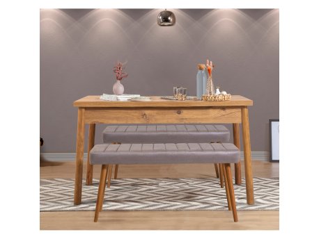 HANAH HOME Trpezarijski sto sa 2 klupe Costa 0701 Atlantic Pine Soho Grey