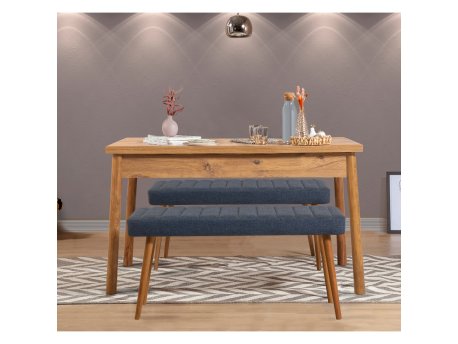 HANAH HOME Trpezarijski sto sa 2 klupe Costa 1048 Atlantic Pine Dark Blue