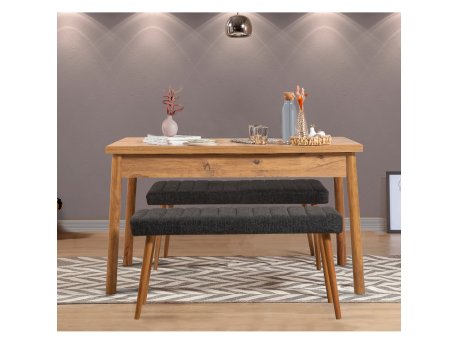 HANAH HOME Trpezarijski sto sa 2 klupe Costa 1053 Atlantic Pine Anthracite