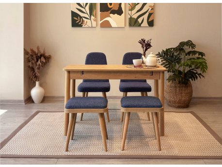 HANAH HOME Trpezarijski sto i stolice Vina Mini 02 1048 Oak Dark Blue
