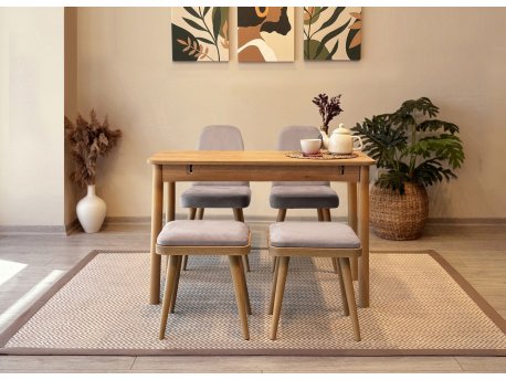 HANAH HOME Trpezarijski sto i stolice Vina Mini 02 0701 Oak Soho Grey