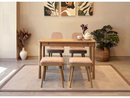 HANAH HOME Trpezarijski sto i stolice Vina Mini 02 0900 Oak Stone