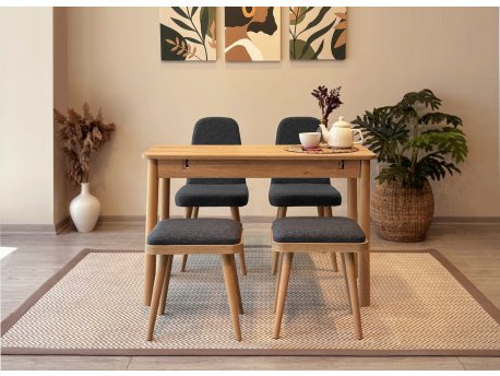HANAH HOME Trpezarijski sto i stolice Vina Mini 02 1053 Oak Anthracite