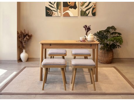 HANAH HOME Trpezarijski sto i stolice Vina Mini 05 0701 Oak Soho Grey