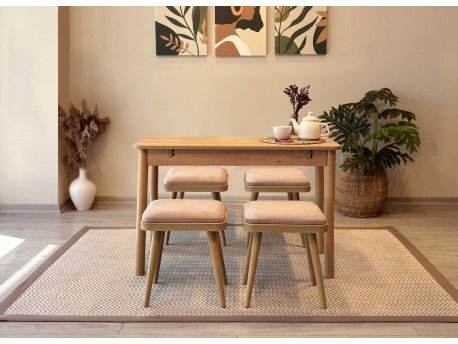 HANAH HOME Trpezarijski sto i stolice Vina Mini 05 0900 Oak Stone
