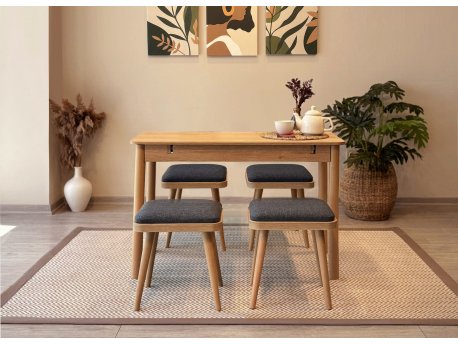 HANAH HOME Trpezarijski sto i stolice Vina Mini 05 1053 Oak Anthracite