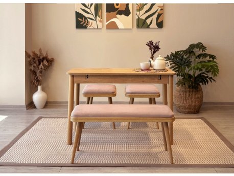 HANAH HOME Trpezarijski set Vina Mini 04 0900 Oak Stone