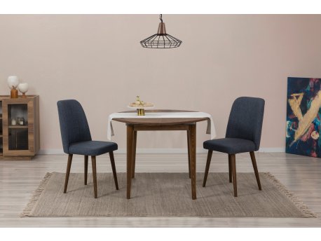 HANAH HOME Trpezarijski sto i stolice Vina 1048 - Walnut Navy Blue