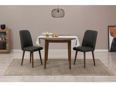 HANAH HOME Trpezarijski sto i stolice Vina 1053 - Walnut Anthracite