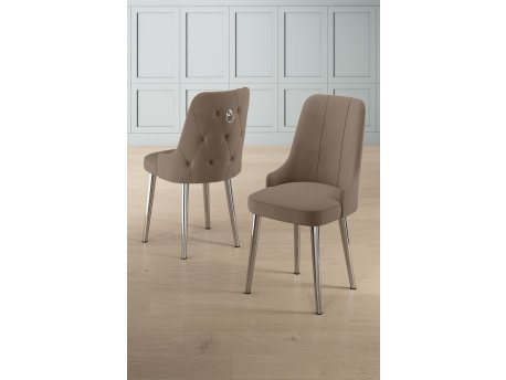 HANAH HOME Set 6 stolica Newa Cappuccino Chrome