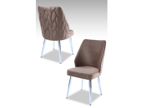 HANAH HOME Set 2 stolice Pufi Cappuccino Chrome