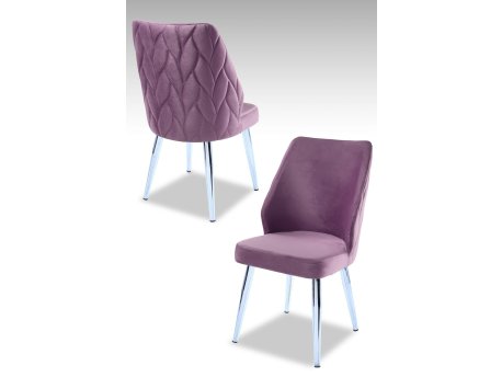 HANAH HOME Set 2 stolice Pufi Lilac Chrome