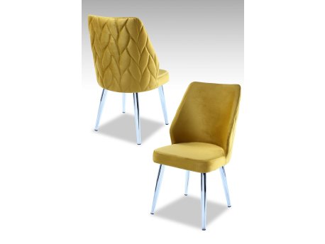 HANAH HOME Set 2 stolice Pufi Yellow Chrome