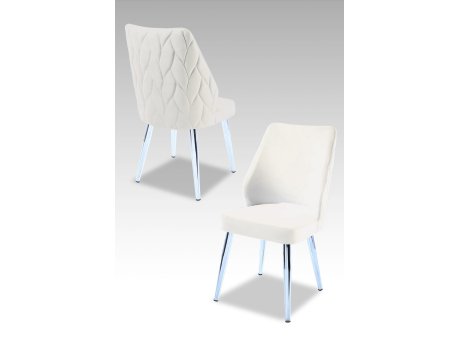 HANAH HOME Set 2 stolice Pufi Cream Chrome