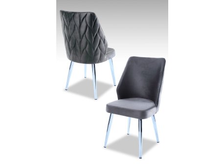 HANAH HOME Set 2 stolice Pufi Grey Chrome