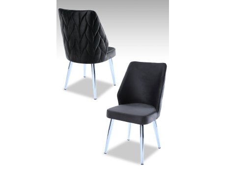 HANAH HOME Set 2 stolice Pufi Anthracite Chrome