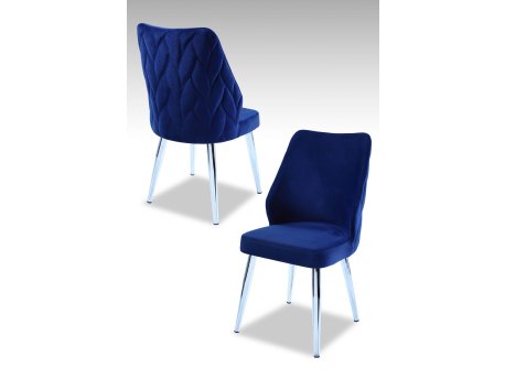HANAH HOME Set 2 stolice Pufi Sax Blue Chrome