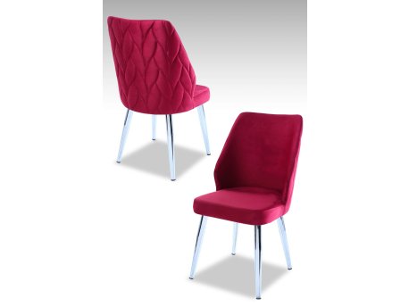 HANAH HOME Set 2 stolice Pufi Tile Red Chrome