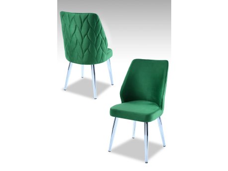 HANAH HOME Set 2 stolice Pufi Green Chrome