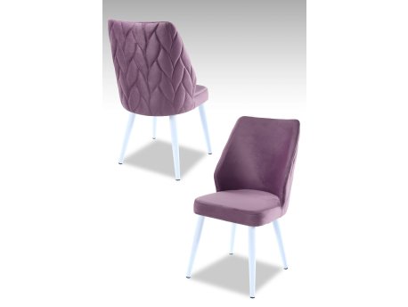 HANAH HOME Set 2 stolice Pufi Lilac White