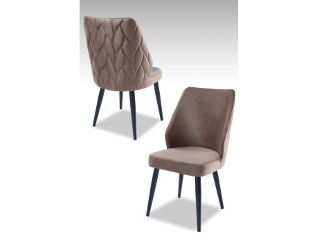 HANAH HOME Set 2 stolice Pufi Cappuccino Black