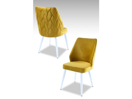HANAH HOME Set 2 stolice Pufi Yellow White