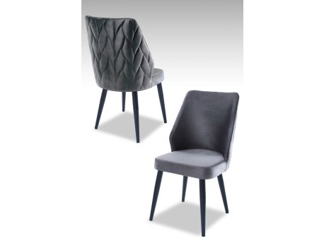 HANAH HOME Set 2 stolice Pufi Grey Black