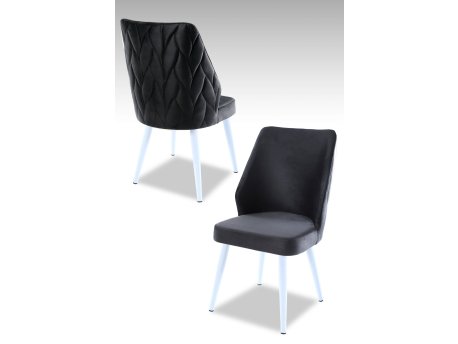 HANAH HOME Set 2 stolice Pufi Anthracite White