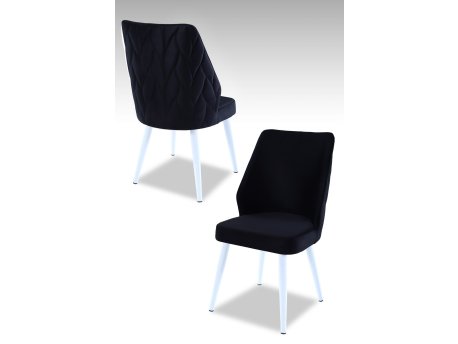 HANAH HOME Set 2 stolice Pufi Black White