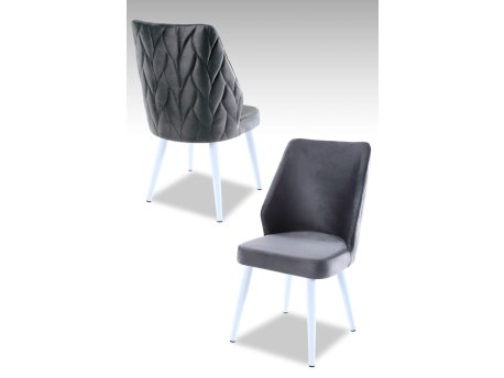 HANAH HOME Set 2 stolice Pufi Grey White
