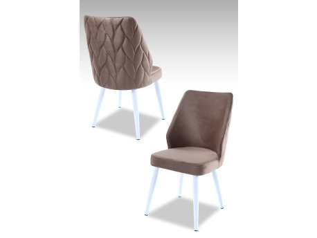 HANAH HOME Set 2 stolice Pufi Cappuccino White