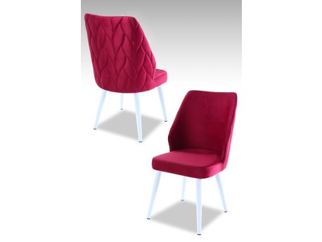 HANAH HOME Set 2 stolice Pufi Claret Red White
