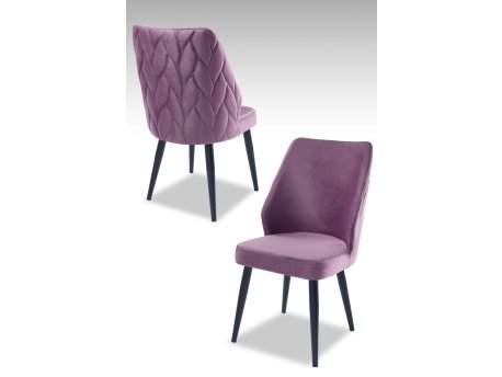 HANAH HOME Set 2 stolice Pufi Lilac Black