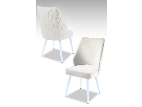 HANAH HOME Set 2 stolice Pufi Cream White