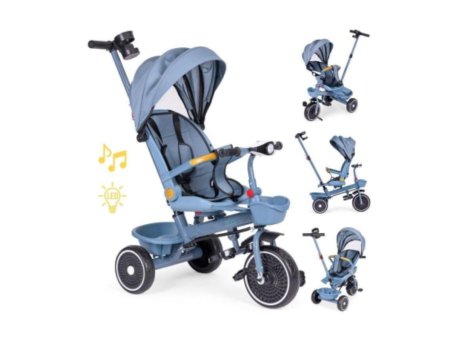 ECO TOYS 2u1 tricikl sa rotirajucim sedistem i sklopivom tendom Blue, ECOTOYS
