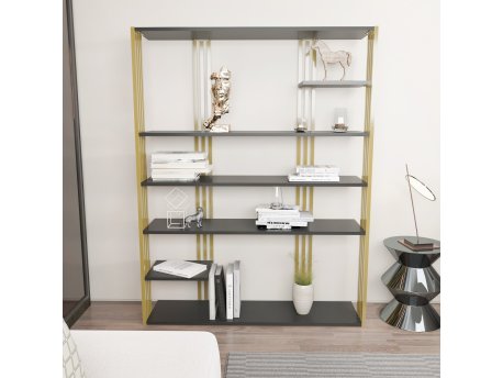 HANAH HOME Polica za knjige Jenny Anthracite Gold