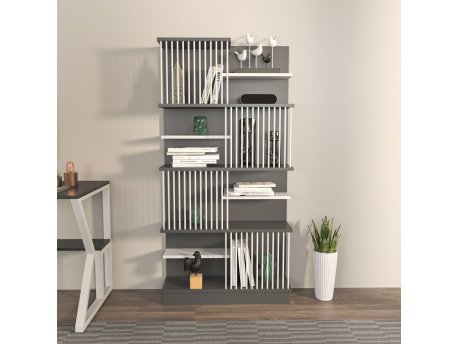 HANAH HOME Polica za knjige Arya Anthracite White